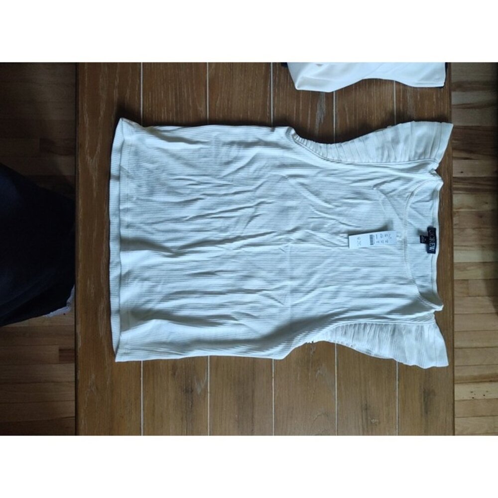 J Crew Women's Cream to White Tank Top with Ruffles